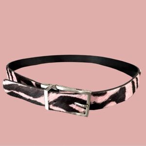 Nine West Pink Black Fur Zebra Leather Belt Size S